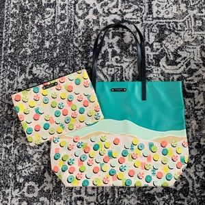 Kate space beach tote and small zip bag